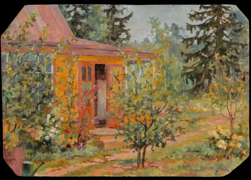 Пейзаж. «Сад и часть дачного дома с верандой». 1940-е гг. Толстая А.И.